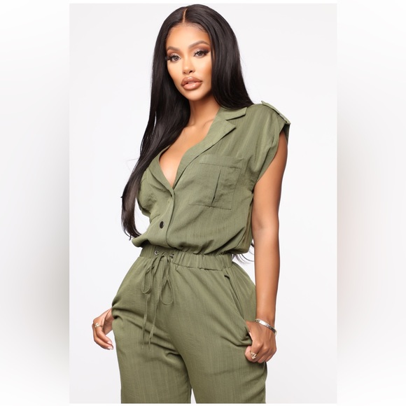 Olive green jumpsuit - Picture 2 of 3